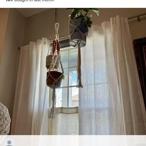 Pair of Threshold White Linen Light Filtering Curtains